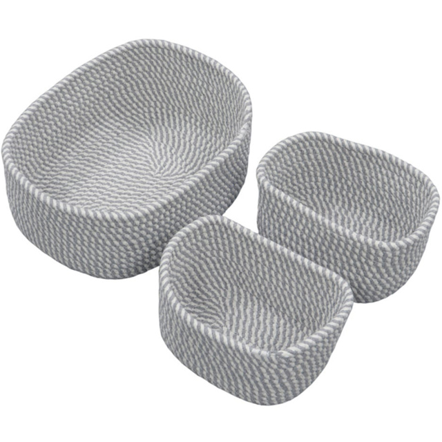 JVL Edison Rectangular Cotton Rope Storage Basket 3 Pack - image 1
