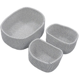 JVL Edison Rectangular Cotton Rope Storage Basket 3 Pack