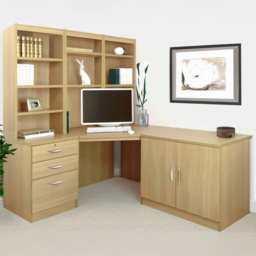 R White Cabinets Classic Oak Woodgrain Home Office Furniture Set
