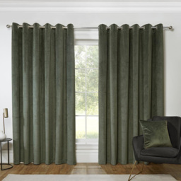 Divante Vermont Velvet Blackout Eyelet Curtain Olive 229 x 229cm - thumbnail 2