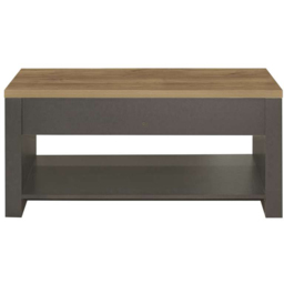 Birlea Highgate 2 Drawer Single Shelf Dark Grey and Oak Coffee Table - thumbnail 4