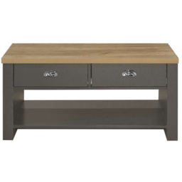 Birlea Highgate 2 Drawer Single Shelf Dark Grey and Oak Coffee Table - thumbnail 3