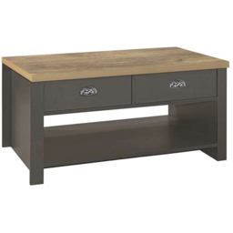 Birlea Highgate 2 Drawer Single Shelf Dark Grey and Oak Coffee Table - thumbnail 2