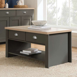 Birlea Highgate 2 Drawer Single Shelf Dark Grey and Oak Coffee Table