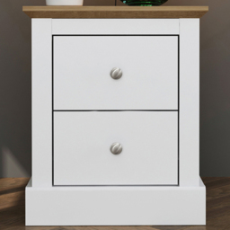 Devon 2 Drawer White Bedside Table - thumbnail 1