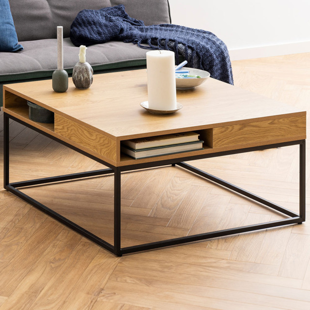 Florence Willford 2 Shelf Oak and Black Coffee Table - image 1