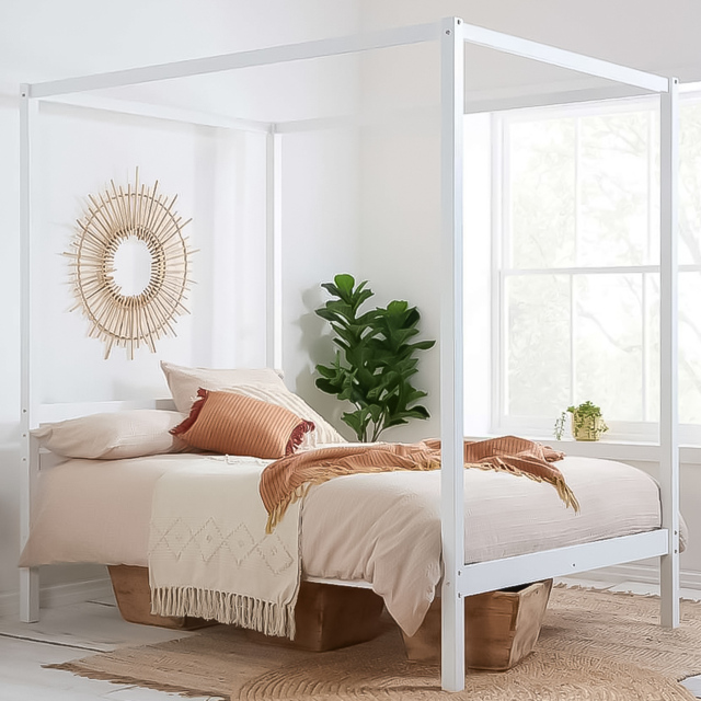 Mercia White King Size Solid Pine Four Poster Bed Frame - image 1