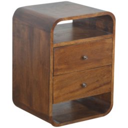 Artisan Furniture Chestnut 2 Drawer Solid Wood Curved Bedside Table - thumbnail 3