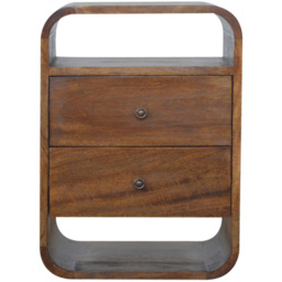 Artisan Furniture Chestnut 2 Drawer Solid Wood Curved Bedside Table - thumbnail 2