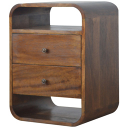 Artisan Furniture Chestnut 2 Drawer Solid Wood Curved Bedside Table - thumbnail 4
