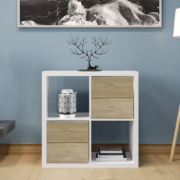 Homebase Light Oak Effect 2 Drawer Cube Storage Insert Set of 2 - thumbnail 2