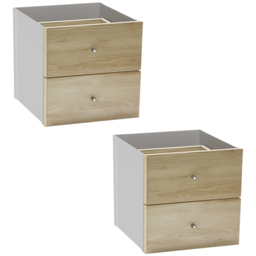 Homebase Light Oak Effect 2 Drawer Cube Storage Insert Set of 2