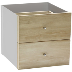Homebase Light Oak Effect 2 Drawer Cube Storage Insert Set of 2 - thumbnail 4