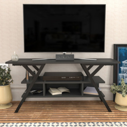 Decorotika Minerva 4 Shelf Black and Anthracite Decorative TV Unit
