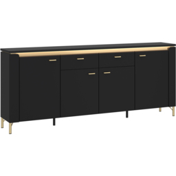 Furniture To Go Genoa 4 Door 2 Drawer Black Sideboard - thumbnail 2