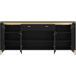 Furniture To Go Genoa 4 Door 2 Drawer Black Sideboard - thumbnail 3
