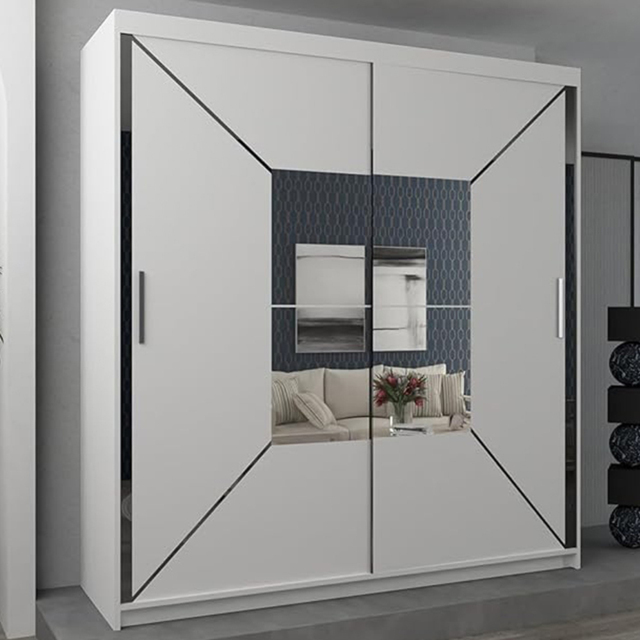 Sliding Wardrobes 4U Nicole White 2 Door Central Mirror Wardrobe with Adjustable Shelves - image 1
