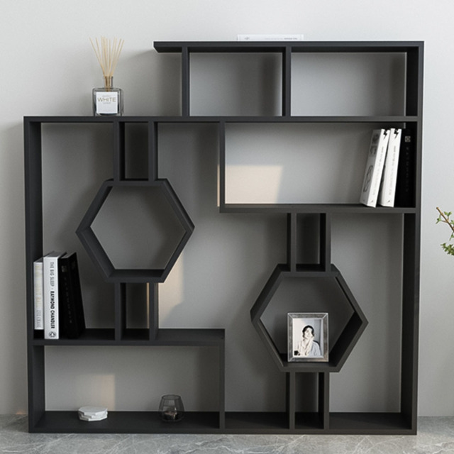 Decorotika Tamara 15 Shelf Geometric Black Bookcase - image 1