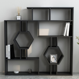 Decorotika Tamara 15 Shelf Geometric Black Bookcase