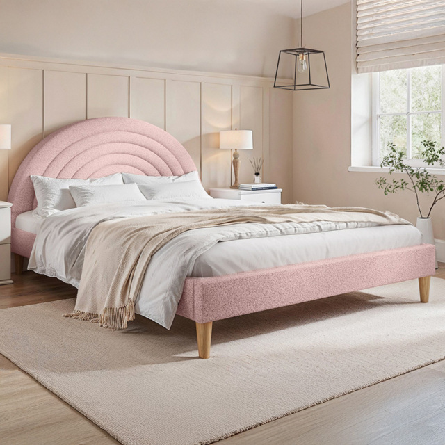 Flair Ava Pink Boucle Double Fabric Bed - image 1