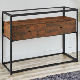 tectake 2 Drawer Single Shelf Dark Wood Reading Sideboard