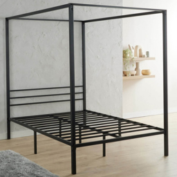 Home Source Sierra Double Black Metal 4 Poster Bed - thumbnail 1