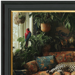 Lounging Leopard Black Framed Print 59 x 79cm - thumbnail 4