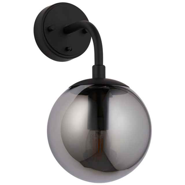 Merano Trieste Smoked Mirror Glass Matt Black Wall Lamp - image 1