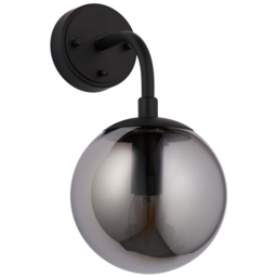 Merano Trieste Smoked Mirror Glass Matt Black Wall Lamp