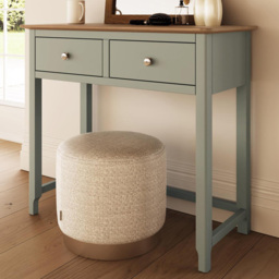 FWStyle Taberno Sage Green and Oak 2 Drawer Vanity Makeup Dressing Table