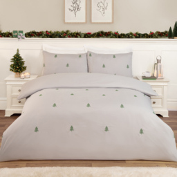 Embroidered Trees Duvet Set Silver King - thumbnail 1