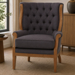 Premier Housewares Cabra Graphite Grey Tufted Back Chair - thumbnail 1