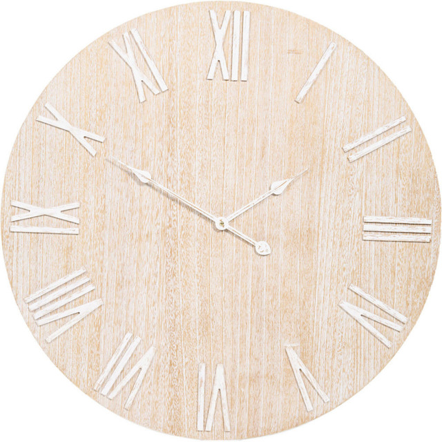 Washed Wood Effect Numeral Wall Clock Neutral - image 1