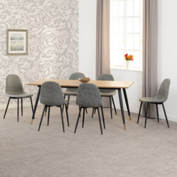 Seconique Hamilton Athens Oak Effect PU 6 Seater Dining Table Set Grey - thumbnail 1