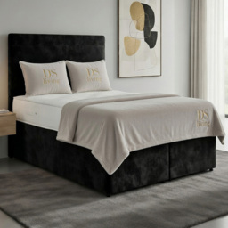 DS Living Muse Black Double Plush Velvet Divan Bed