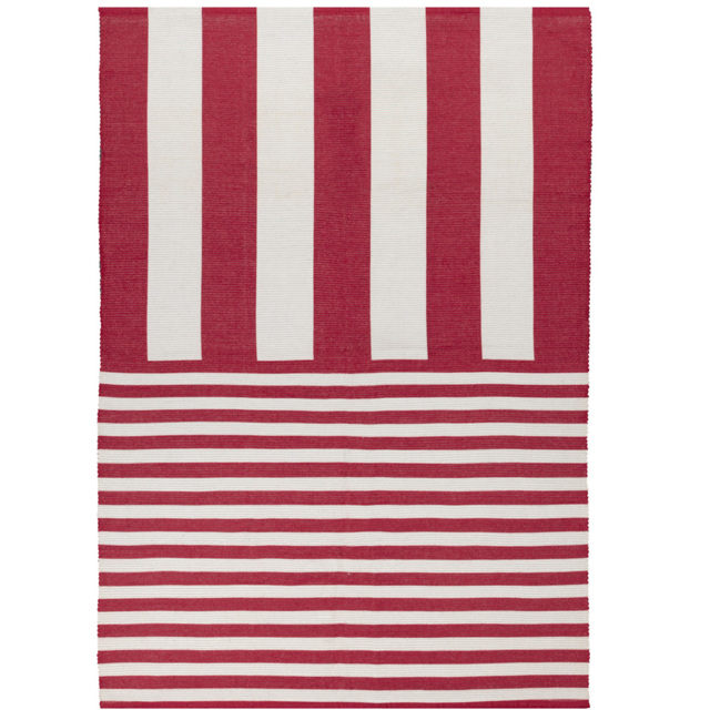 furn. Deck White Stripe Printed Indoor and Outdoor Rug 120 x 120cm - image 1