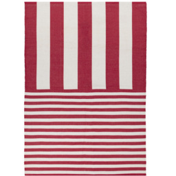 furn. Deck White Stripe Printed Indoor and Outdoor Rug 120 x 120cm - thumbnail 1