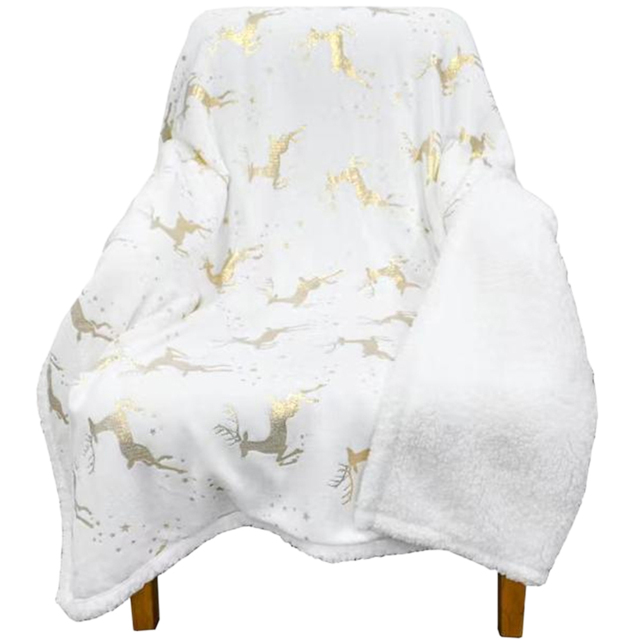 Velosso White and Gold Dancing Stag Throw 125 x 150cm - image 1