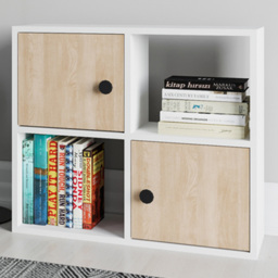 Decorotika Tuttle White and Oak 2 Door 2 Shelf Multipurpose Bookcase