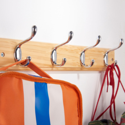 Headbourne Chrome and Pine 4 Hook Coat Rail - thumbnail 2