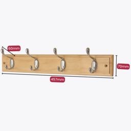 Headbourne Chrome and Pine 4 Hook Coat Rail - thumbnail 4