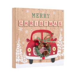 LED Christmas Car Plaque Natural and Red - thumbnail 3