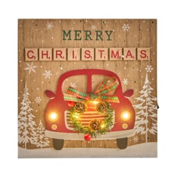 LED Christmas Car Plaque Natural and Red - thumbnail 1