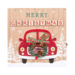 LED Christmas Car Plaque Natural and Red - thumbnail 2
