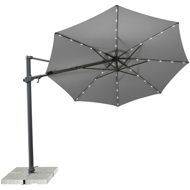 Kettler Orion Slate and Grey LED Cantilever Round Parasol with Granite Base and Night Cover 3m - image 1