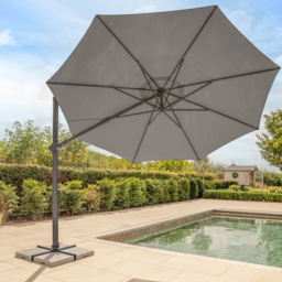 Kettler Orion Slate and Grey LED Cantilever Round Parasol with Granite Base and Night Cover 3m - thumbnail 2