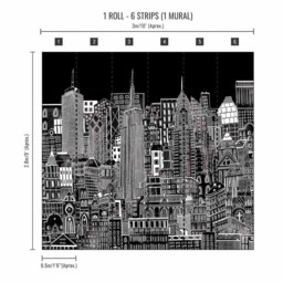 Superfresco Easy City Sketch Night Wall Mural - thumbnail 3