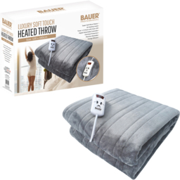 Bauer Luxury Grey Soft Touch Heated Throw 120 x 160cm - thumbnail 3