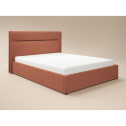 SOLACE+CO Nela Double Burnt Orange Woven Fabric Ottoman Bed with Padded Headboard - thumbnail 2