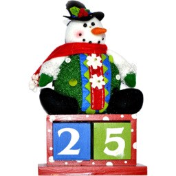 Shatchi Wooden Block Snowman Theme Calendar Christmas Decoration - thumbnail 1